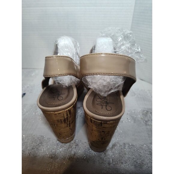 Life Stride Elusive Cork Beige Patent Stretch Straps Wedge‎ Sandals Sz 11M - Picture 3 of 7